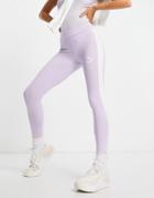 Puma Iconic T7 Leggings With Contrast Panels In Lilac-purple