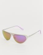 Aj Morgan Wrap Around Sunglasses In Silver