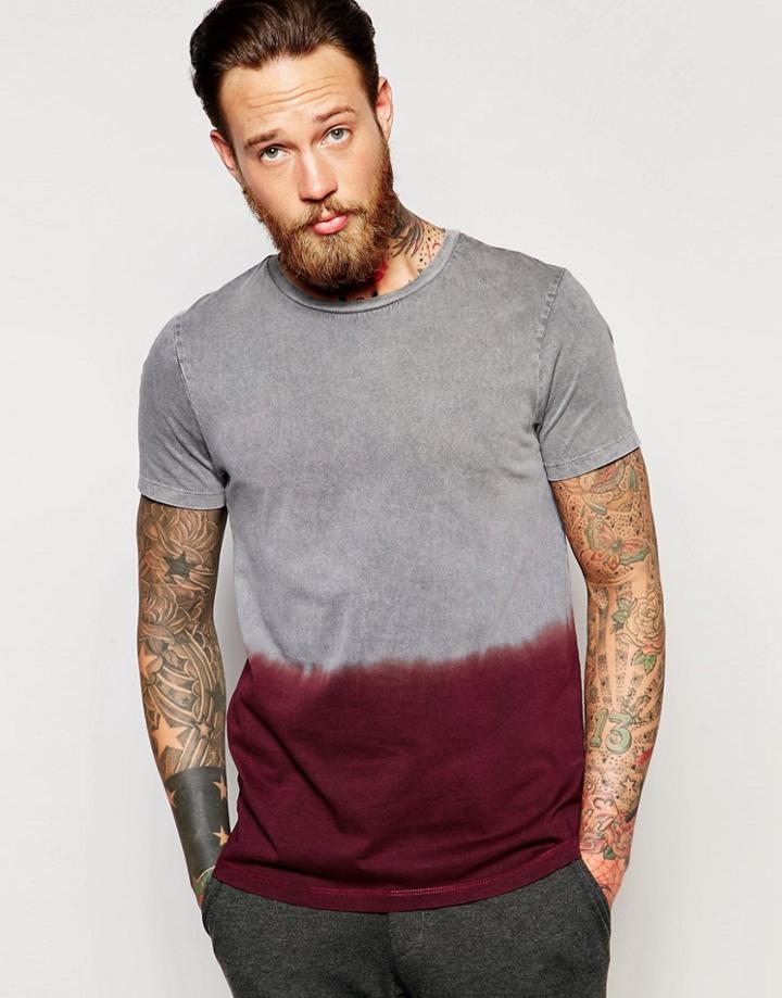 Asos T-shirt With Acid Wash And Dip Dye