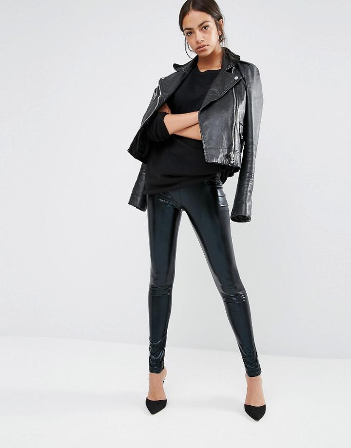 New Look High Shine High Waisted Leggings - Black