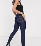 Collusion X001 Highwaisted Skinny Jeans In Indigo-blue