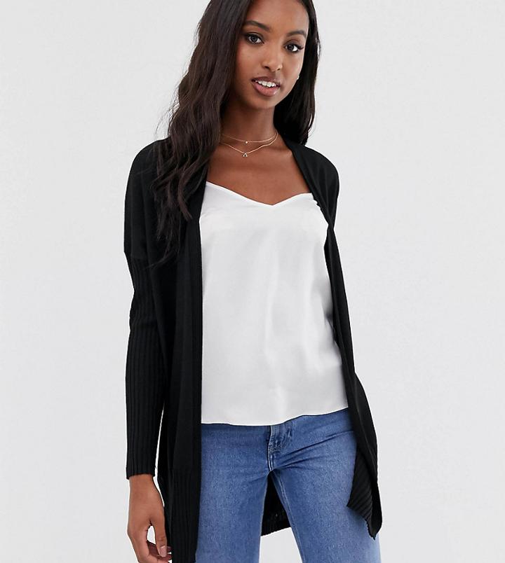 Asos Design Tall Long Line Fine Knit Cardi In Recycled Blend-black