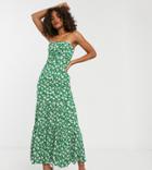 Asos Design Tall Exclusive Bandeau Tie Front Maxi In Floral Print-multi