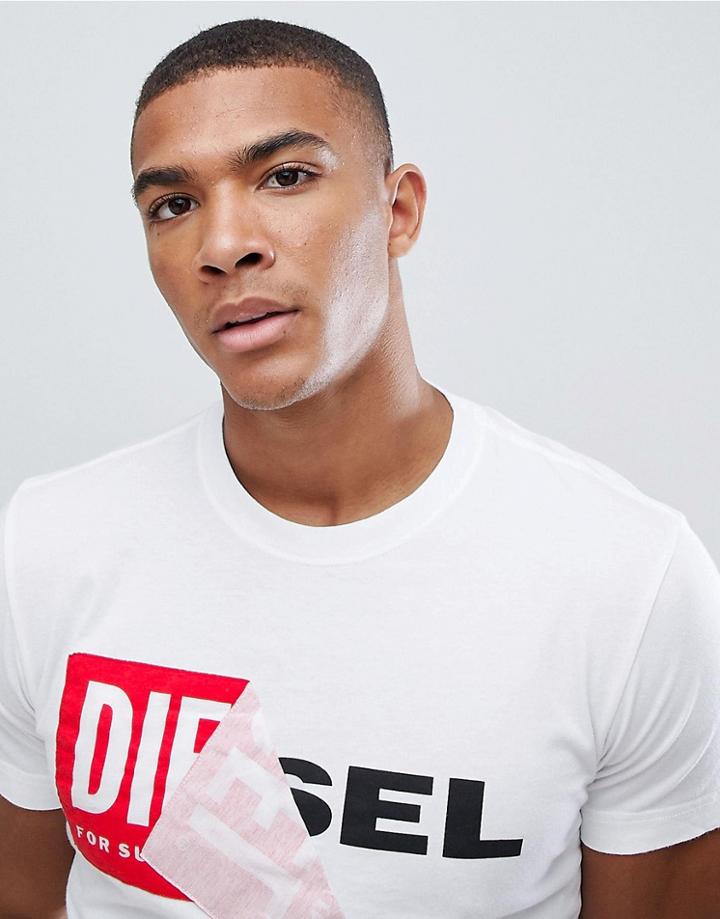 Diesel T-diego-qa Logo T-shirt White - White