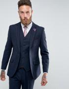 Gianni Feraud Slim Fit Navy Herringbone Suit Jacket - Navy