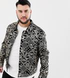 Asos Design Plus Western Jacket With Gold Sequins In Black Velour