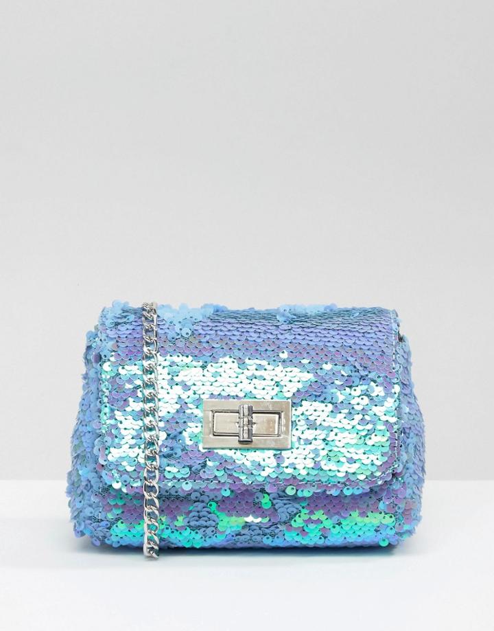 Skinnydip Lilac Iridescent Sequin Cross Body Bag - Purple