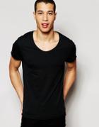 Selected Homme Raw Neck T-shirt - Jet Black