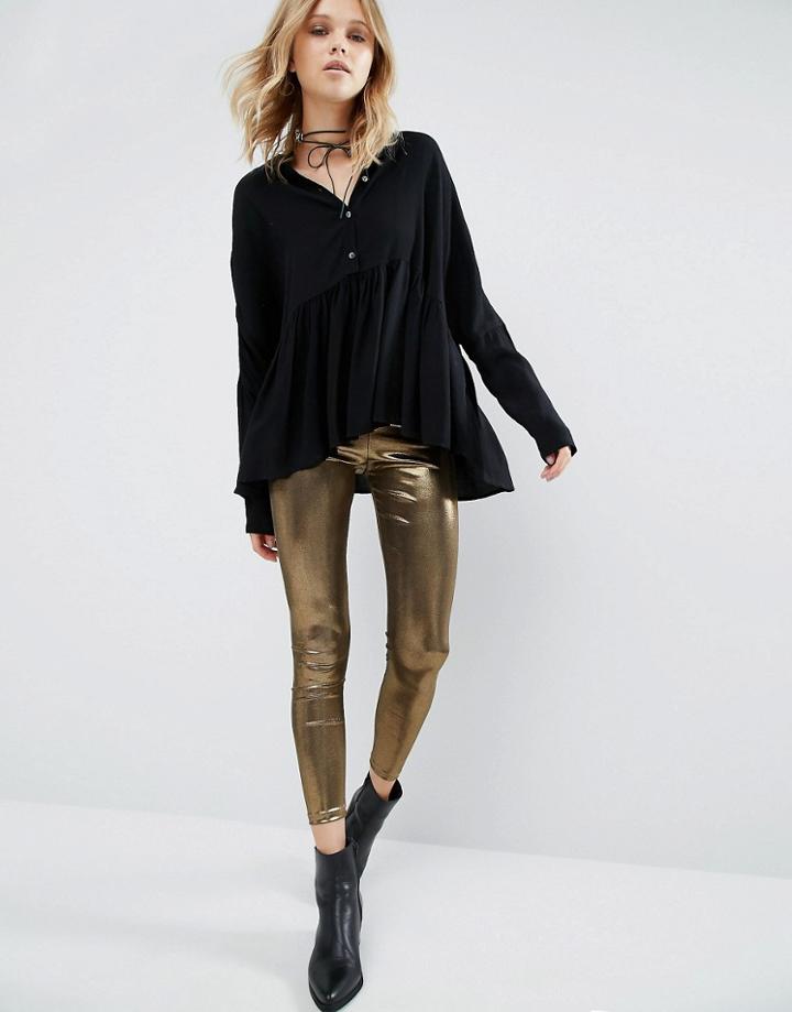 Mango Pewter Leggings - Gold