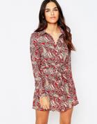 Rare Shirt Dress In Paisley Print - Red