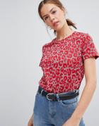 Pieces Lea Animal Print Top - Red