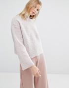 Native Youth Fleece Minimal Crew Neck Sweatshirt - Beige
