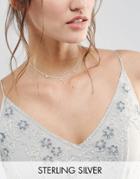 Asos Sterling Silver Faux Pearl Choker Necklace - Multi