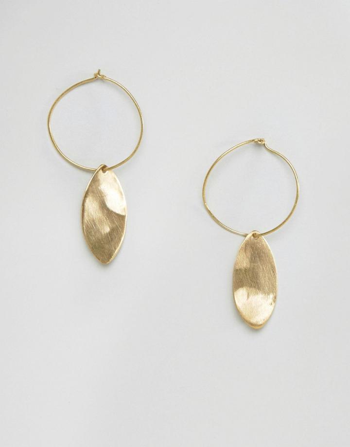Made Leaf Drop Hoops - Gold