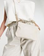 Asos Design Leather Multi Gusset Crossbody Bag With Chain Link Strap In Beige-neutral
