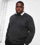 Threadbare Plus Cotton Crew Neck Sweater In Charcoal Heather-gray