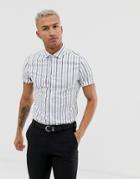 Asos Design Slim Fit Work Shirt In Blue Stripe - Blue