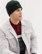 Burton Menswear Textured Beanie In Dark Green - Green
