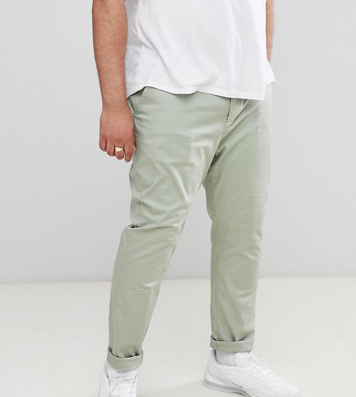 Asos Design Plus Skinny Chinos In Sage Green - Green