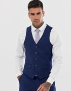 Harry Brown Slim Fit Semi Plain Navy Suit Vest
