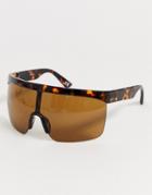 Asos Design Visor In Tort With Brown Lens