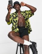 Asos Design Boxy Oversized Shirt In Black Base Floral