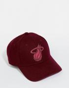 Mitchell & Ness Miami Heat Eclipse Snapback Cap In Wool - Red