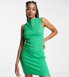 Threadbare Tall Zip Front Mini Dress In Green