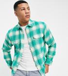 Levi's X Asos Exclusive Flannel Plaid Shirt In Green