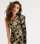 Ebonie N Ivory One Sleeve Mini Dress In Floral-multi