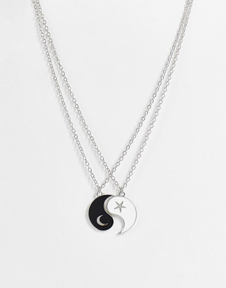 Designb London Yin Yang Best Friends Necklace In Silver