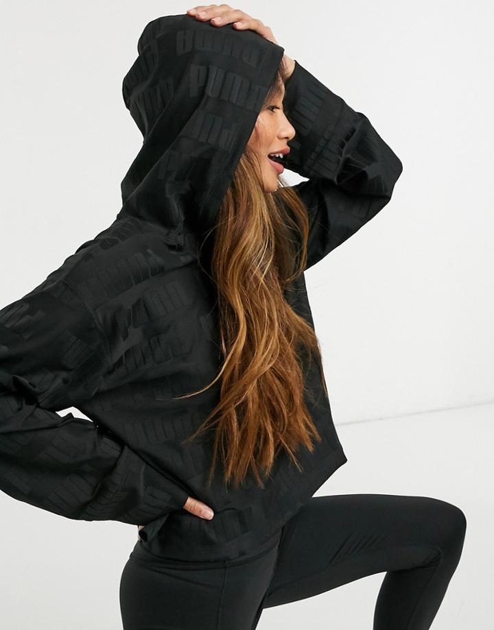 Puma Training First Mile Cropped Hoodie In Black