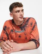 Asos Design Oversized T-shirt In Red And Purple Tie Dye With Front Print