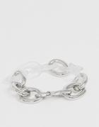 Asos Design Mixed Transparent And Clear Resin Bracelet In Silver Tone - Silver
