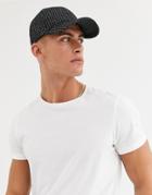 Ted Baker Prestun Micro Check Cap In Dark Gray