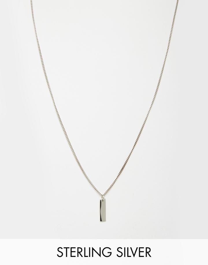 Fashionology Sterling Silver Long Bar Necklace - Silver