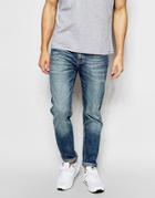 Asos Slim Jeans With Vintage Wash - Blue