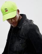 Jaded London Baseball Cap In Green With Cherry Embroidery - Green