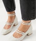 Asos Design Wide Fit Wilma Mary Jane Mid Heels In Off White