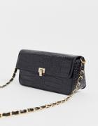 Glamorous Mock Croc Patent Cross Body With Chain Strap