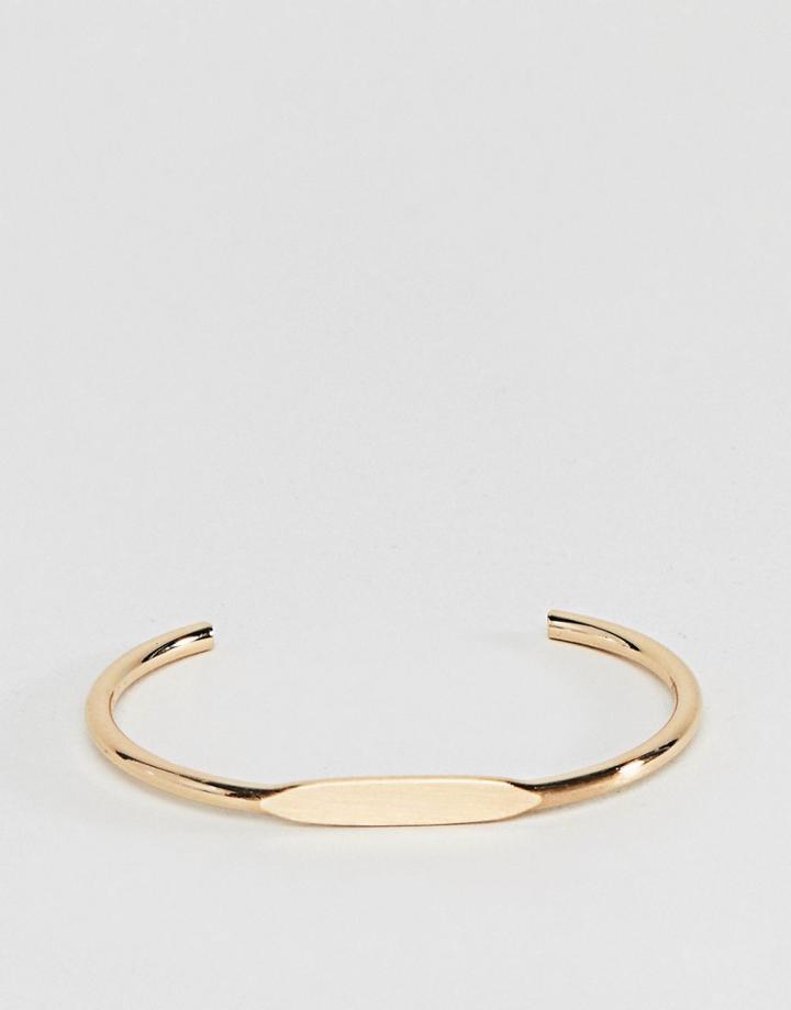 Asos Design Sleek Flat Front Cuff Bracelet-gold
