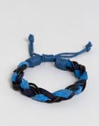 Jack & Jones Leather Woven Bracelet - Navy