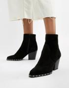 Asos Design Radiance Suede Studded Western Boots-black