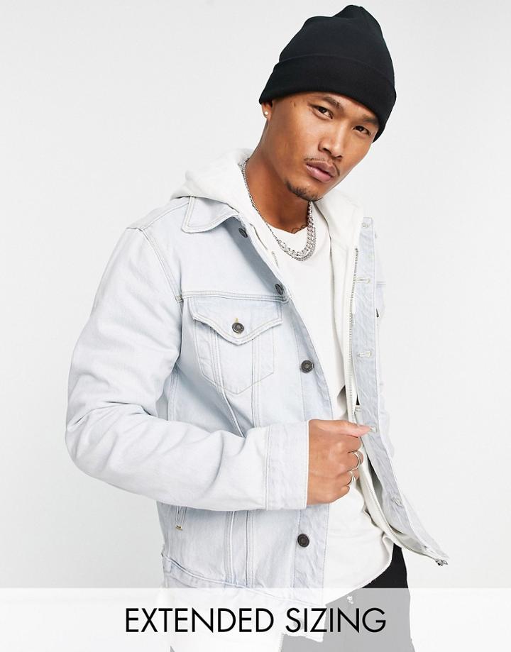 Asos Design Classic Denim Jacket In Tinted 90s Light Wash-blue