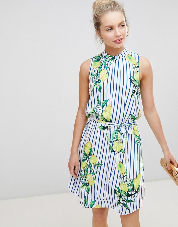 Jdy Sleeveless Lemon Print Swing Dress - Multi