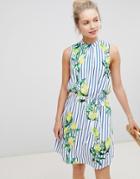 Jdy Sleeveless Lemon Print Swing Dress - Multi