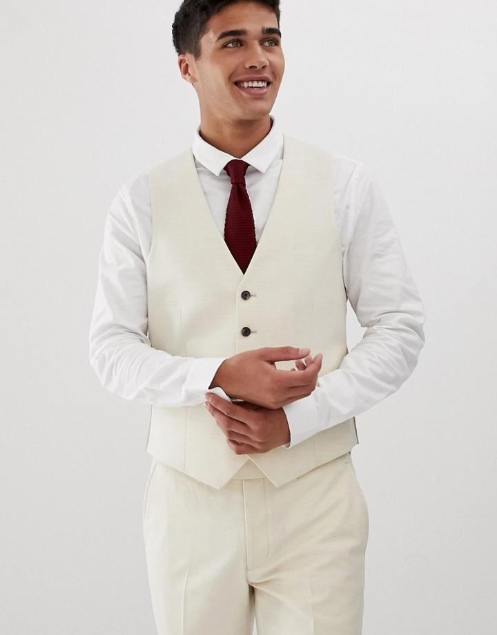 Farah Henderson Skinny Fit Suit Vest In Cream