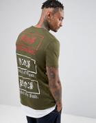 Asos Super Longline T-shirt With Embroidery And Back Print - Green