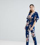 Boohoo Tie Front Open Back Floral Jumpsuit - Multi