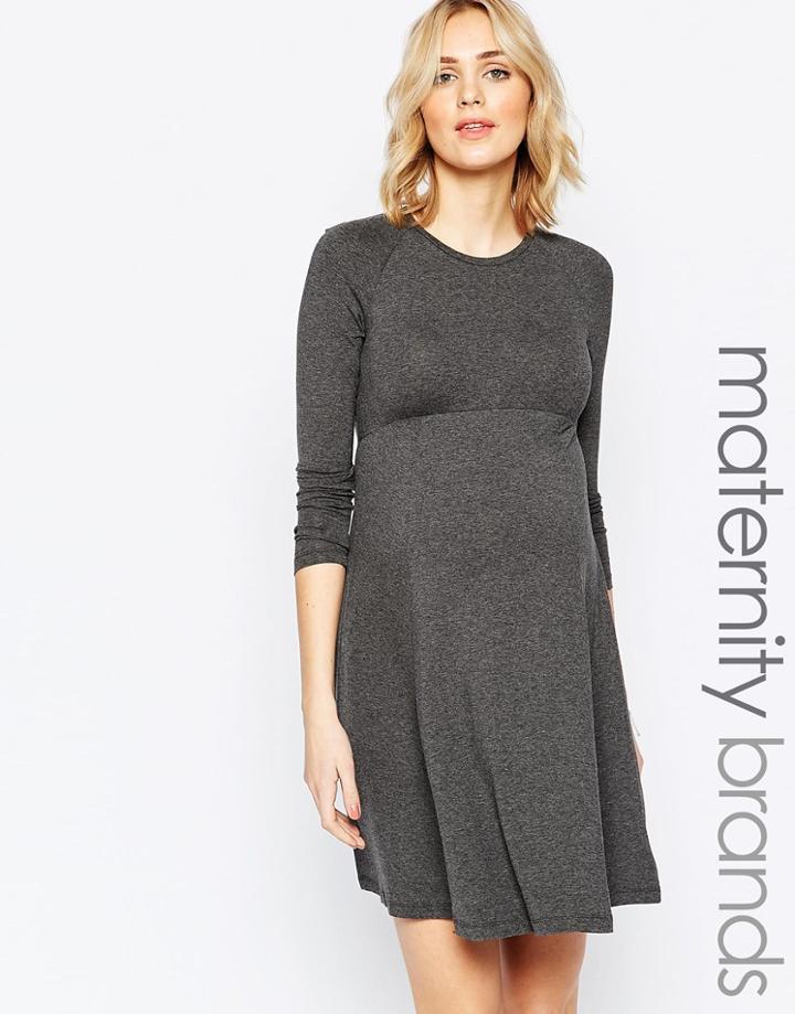 Isabella Oliver Long Sleeve Skater Dress - Gray